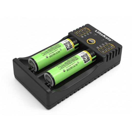 Набор LiitoKala: зарядное устройство и 2 аккумулятора 34B-PCB 18650 3400mah