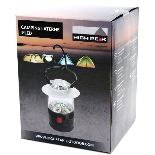 Фонарь кемпинговый High Peak Camping Lantern 9 LED - черный (41485)