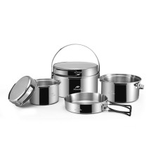 Набор посуды (2 кастрюли, котелок, сковорода) Naturehike NH22CJ005, нержавеющая сталь