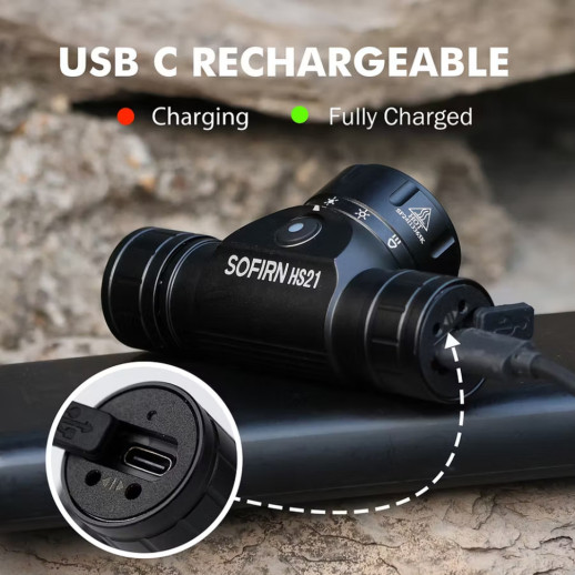 Фонарь Sofirn HS21 налобный 2200 лм с красным светом и USB-C
