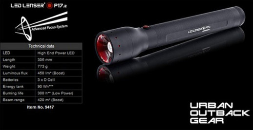 Тактический фонарь Led Lenser P17.2, 450 лм, блистер