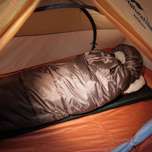 Спальник с капюшоном Naturehike U350 NH20MSD07, (1°C), правый, коричневый