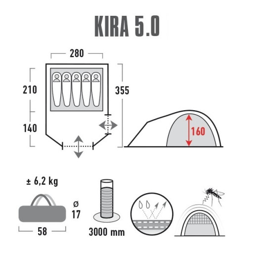 Палатка High Peak Kira 5.0 (Nimbus Grey)