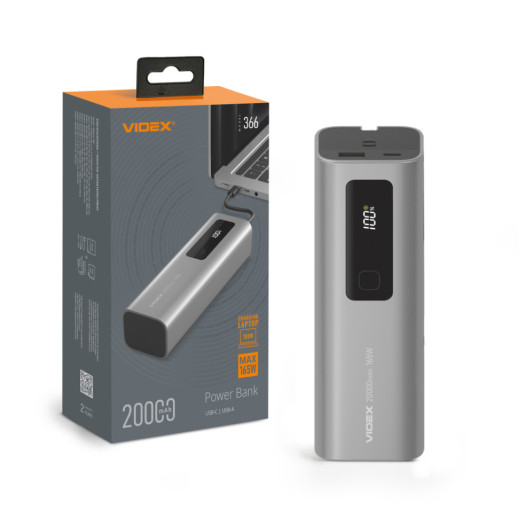 Повербанк 20000mAh VIDEX VPB-366 PD100W Grey