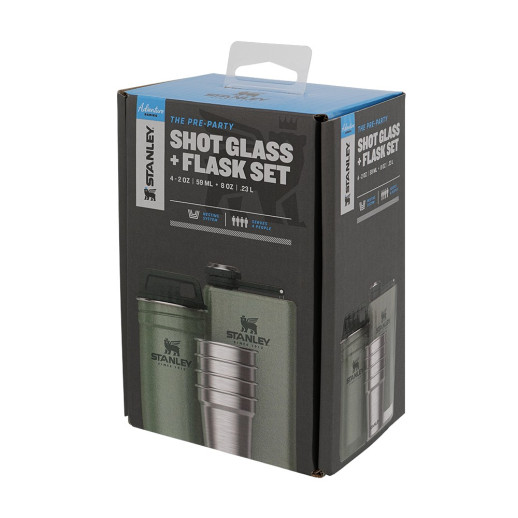 Подарочный набор Stanley Adventure Hammertone Green: 2 фляги та 4 рюмки