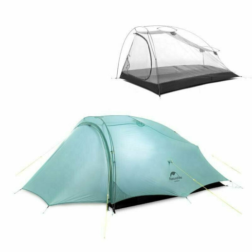 Палатка сверхлегкая двухместная с футпринтом Naturehike Shared 2 NH20ZP091, 20D, голубой (поврежденная упаковка)