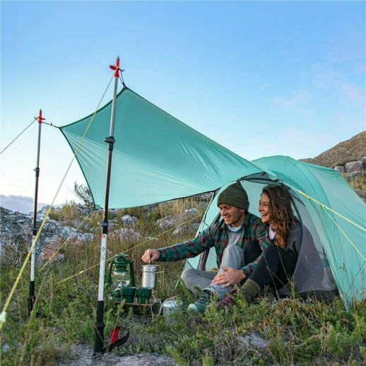 Палатка сверхлегкая двухместная с футпринтом Naturehike Shared 2 NH20ZP091, 20D, голубой (поврежденная упаковка)