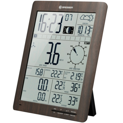 Метеостанция Bresser ClimaTemp XXL Weather Center with Display in Wooden ,коричневая, (7002420)