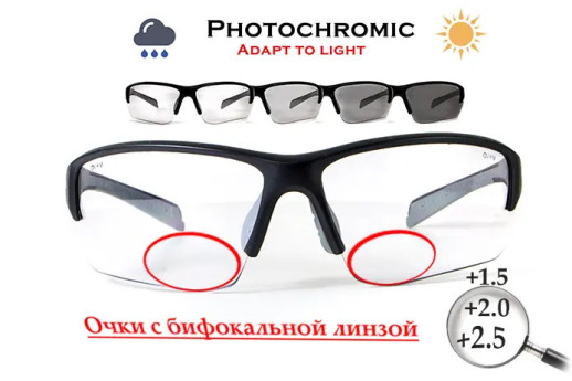 Очки бифокальные фотохромные (защитные) Global Vision Hercules-7 Bifocal (+2.5) photochromic (clear), фотохромные прозрачные