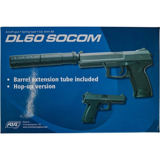 Пистолет страйкбольный ASG DL 60 SOCOM Spring кал.6 мм Black
