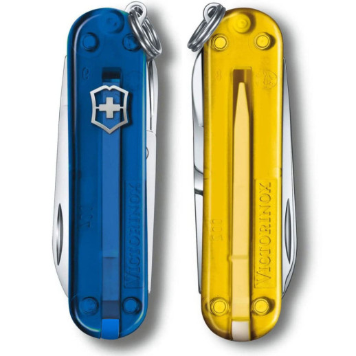 Нож Victorinox Classic SD Ukraine 58мм/7функ/син.прозор-желт.прозор