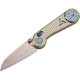 Нож-антистресс Hightron EdgePlay, дамаск с медью, титан TC4, золотистый