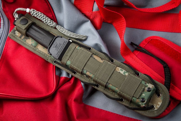Нож Kizlyar Supreme Croc сатин, сталь D2, камо ножны