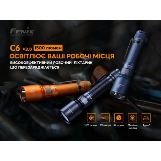 Фонарь ручной Fenix C6V3.0 голубой | Лимитированная серия