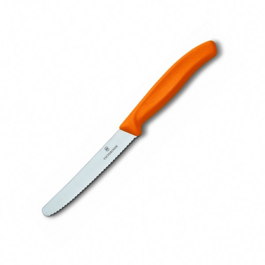Нож кухонный Victorinox SwissClassic для овощей 11 см (серрейтор) оранжевый