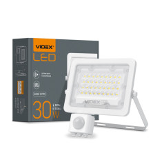 Прожектор VIDEX 30W 5000K с датчиком движения и освещения 220V White (VL-F2e-305W-S)