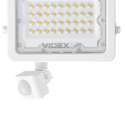 Прожектор VIDEX 30W 5000K с датчиком движения и освещения 220V White (VL-F2e-305W-S)