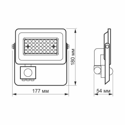 Прожектор VIDEX 30W 5000K с датчиком движения и освещения 220V White (VL-F2e-305W-S)