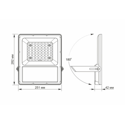 Прожектор светодиодный Videx VL-FSO-1005 с солнечной панелью 96 W 2800 Lm 5000 K
