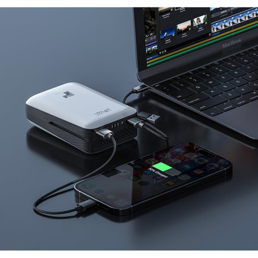 Воздуходувка-пылесос садовый Litheli 560CFM, питание от павербанка (2шт УМБ Litheli Power Bank 20000 mAh, 45 W, 4А в комплекте)
