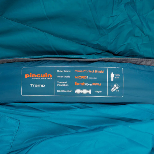 Спальный мешок Pinguin Tramp (11/7°C), 195 см - Left Zip, Petrol (PNG 237368) 2020