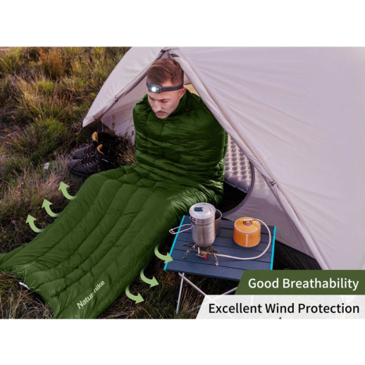 Спальный мешок с натуральным пухом Naturehike CWM295 CNK2300SD013, зеленый