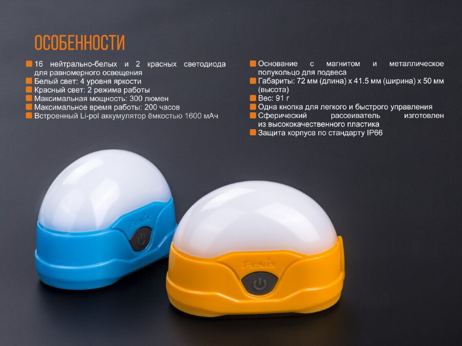 Фонарь Fenix CL20R (жёлтый, синий) 35608