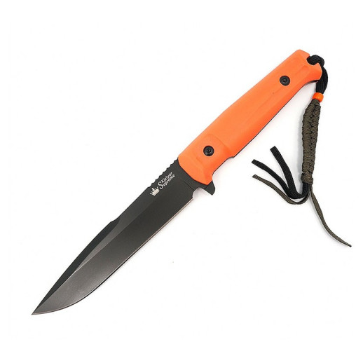 Нож Kizlyar Supreme Delta черный, сталь D2, оранжевая рукоять, черные ножны
