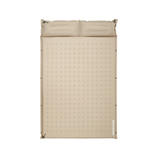 Матрас туристический с подушкой, самонадувающийся двухместный Naturehike CNK2550WS025, влагостойкий, 200х130х3 см, бежевый