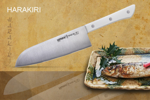 Нож кухонный Samura Harakiri Сантоку, 175 мм, White SHR-0095W